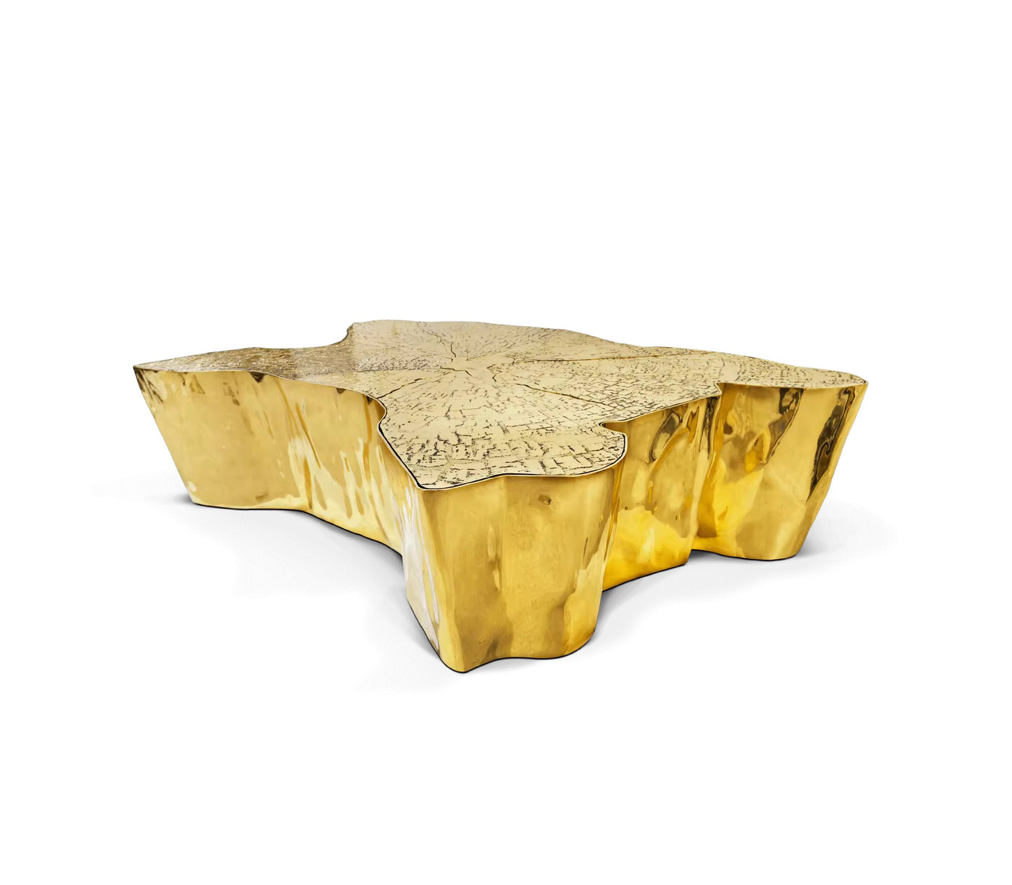 Tree Stump Side Tables - Irregular Gold Stainless Steel Coffee Table Set