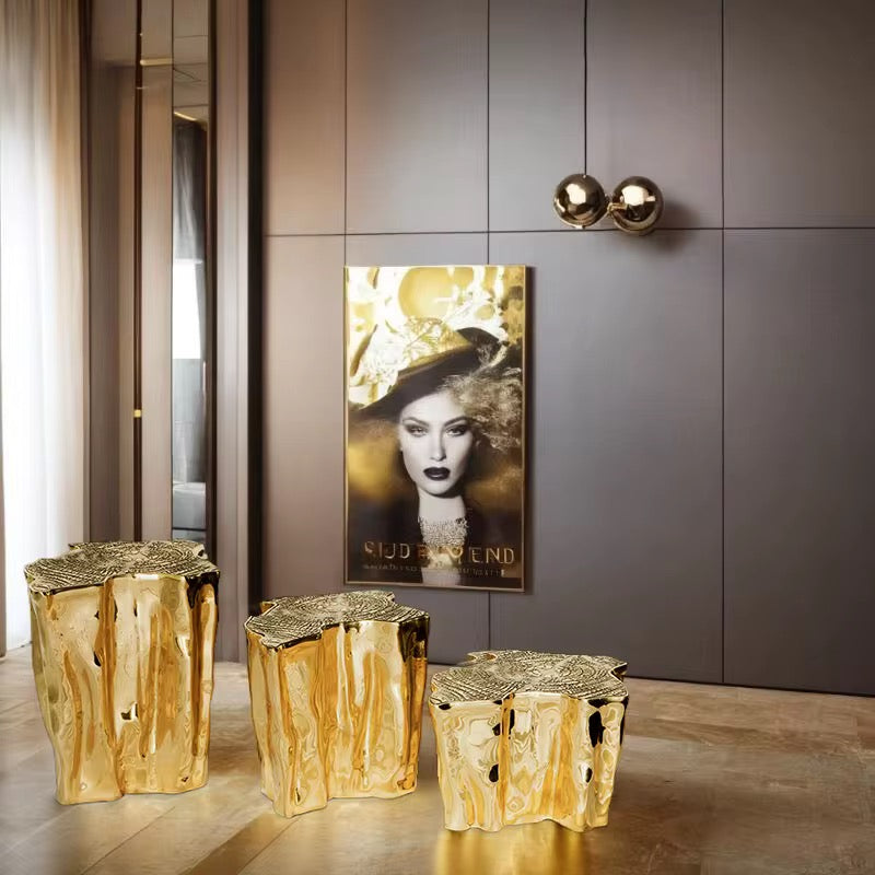 Pure Brass Luxury Coffee Table Set - Custom Modern Gold Indoor Furniture