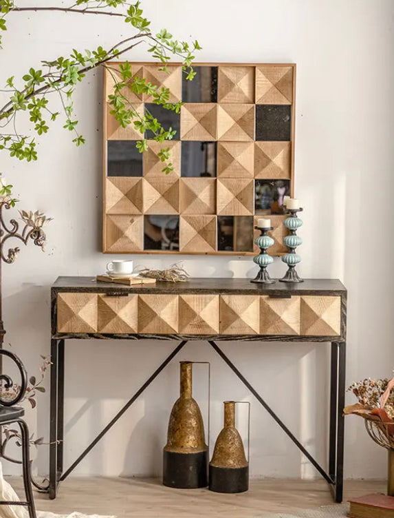 Scandinavian Long Narrow Console Table - Wooden Accent Table with Drawers