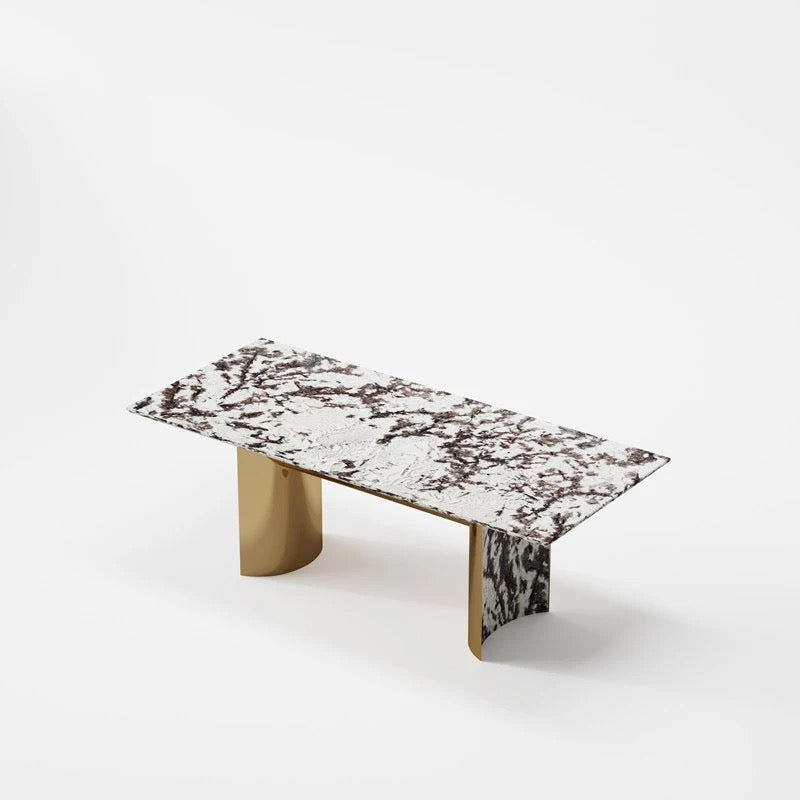 Luxury Italian Modern Rectangular Marble Dining Table - 6/8-Seater Metal Base