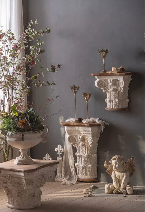 Vintage Wooden Narrow Console Table - Carved Mid-Century Accent Table