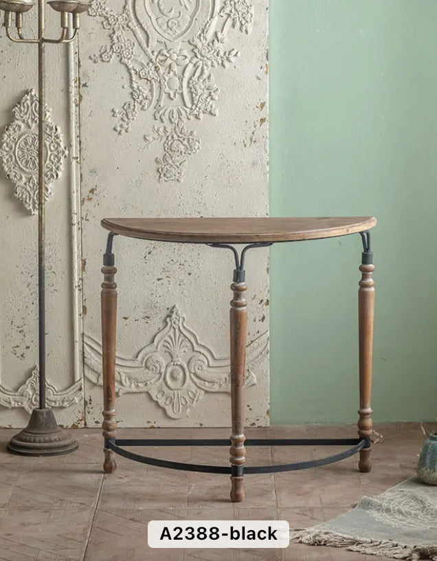 TTWO Modern Semi-Circle Console Table - Wooden & Iron Hallway Accent Table