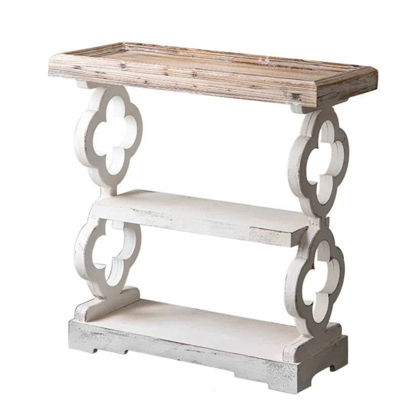 TTWO French Solid Wood Hallway Console Table - Carved Antique Decorative Console Shelf