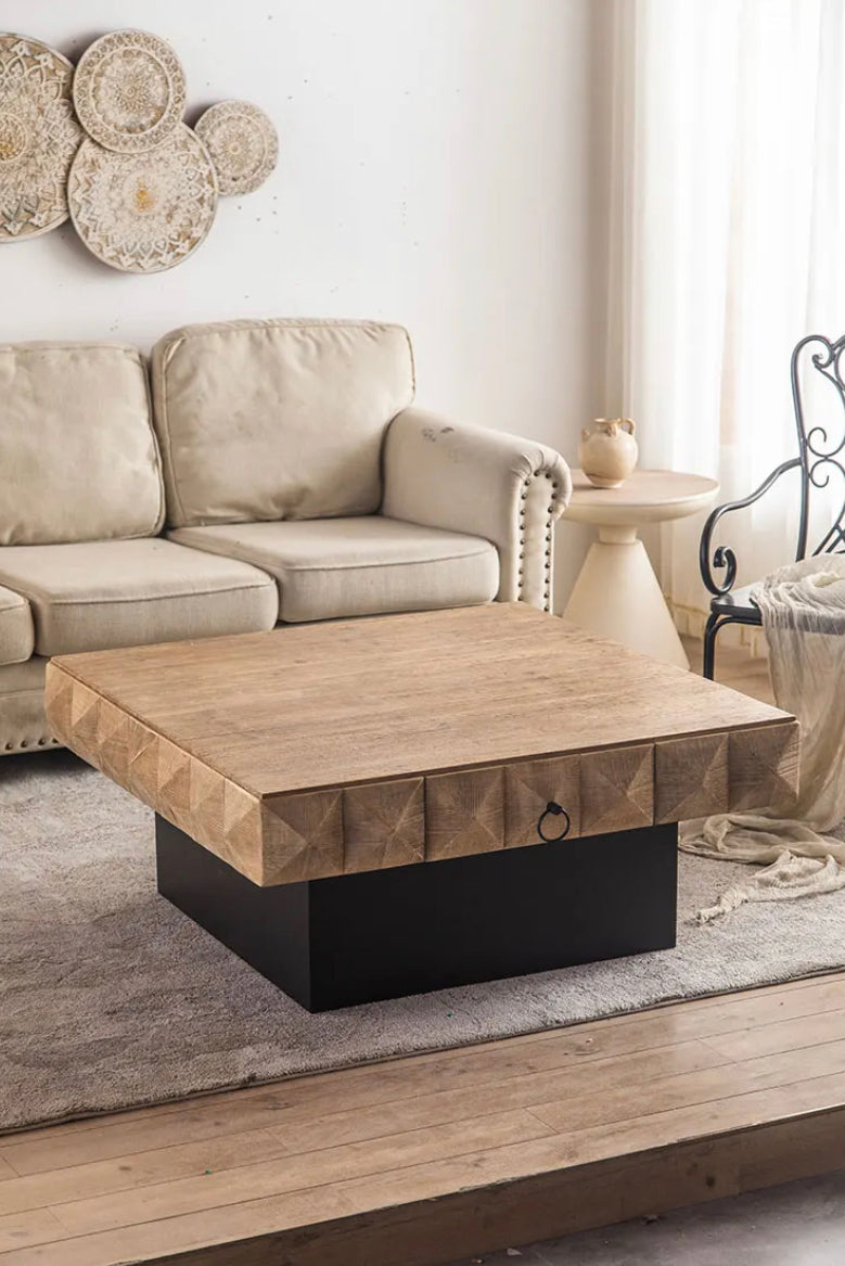 TTWO Modern Square Wooden Coffee Table, with Storage