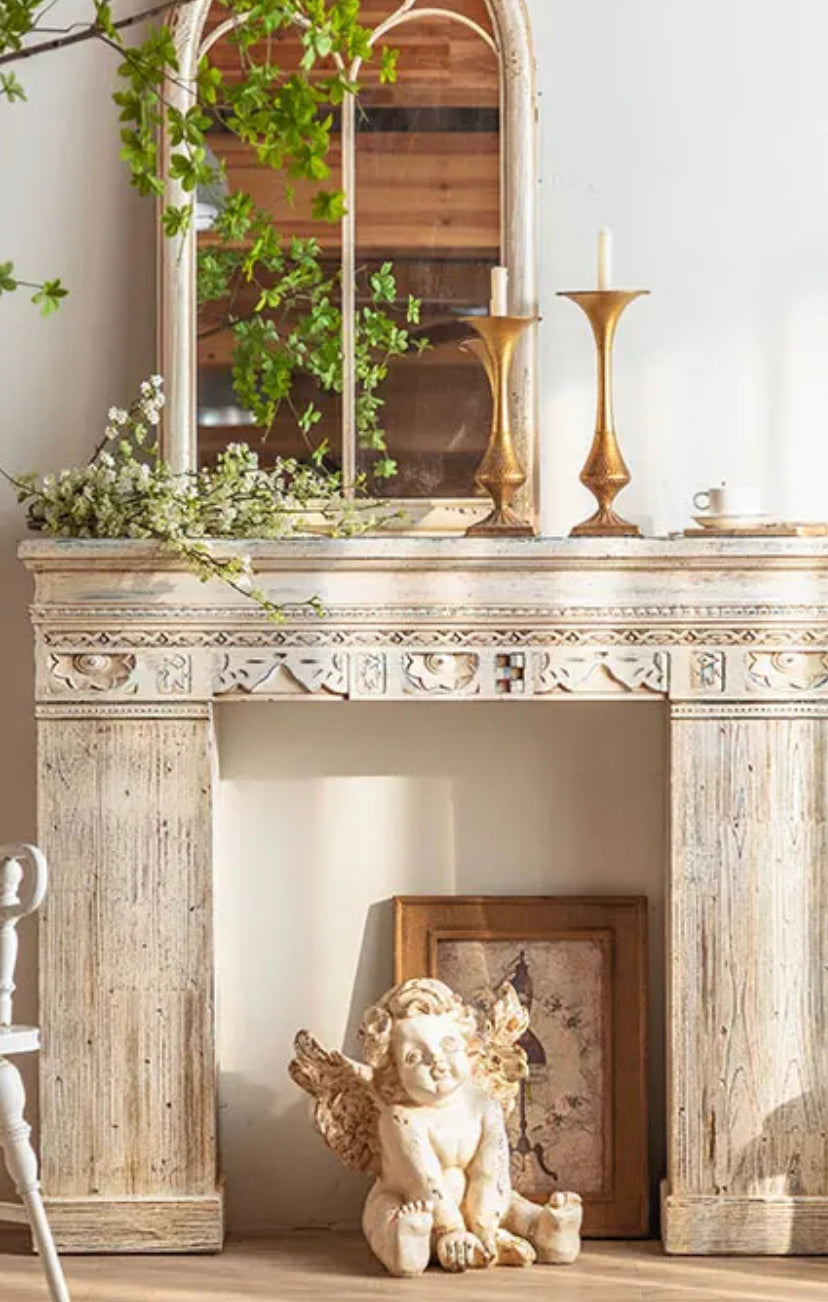 European Style White Console Table - Minimalist Hallway Accent Table