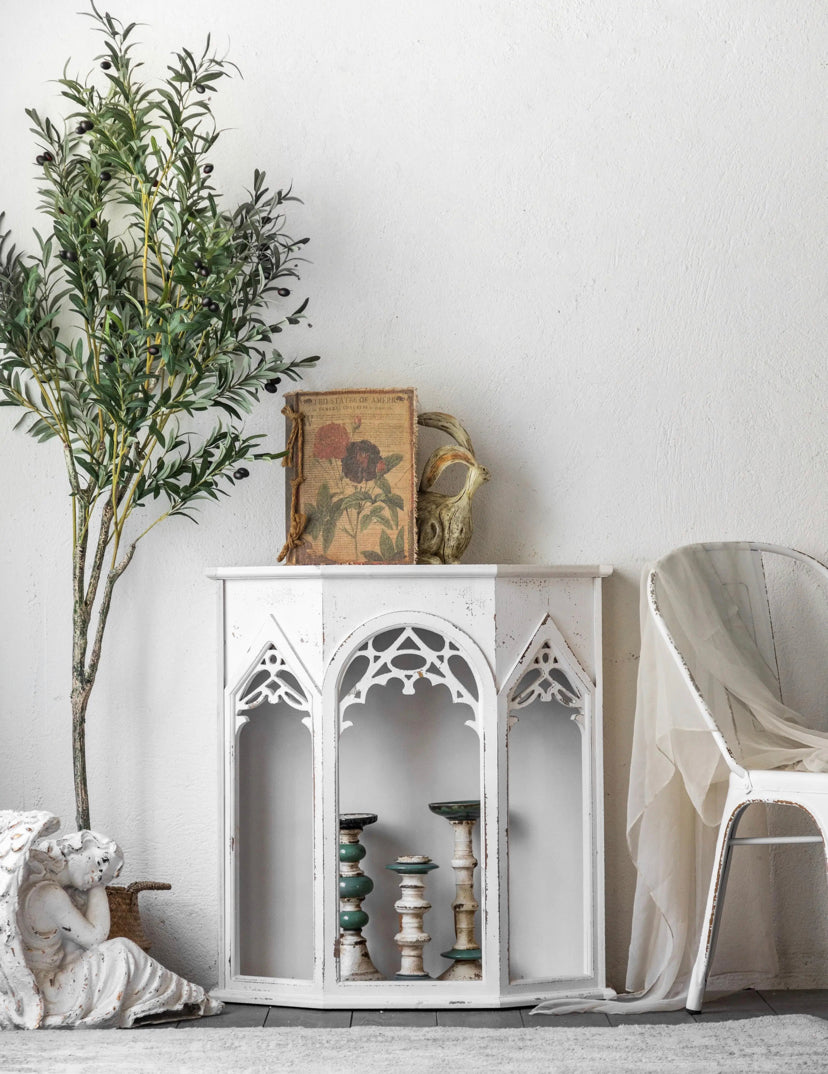 TTWO Vintage Wooden Console Table - French Style Hollow-Out Hallway Table