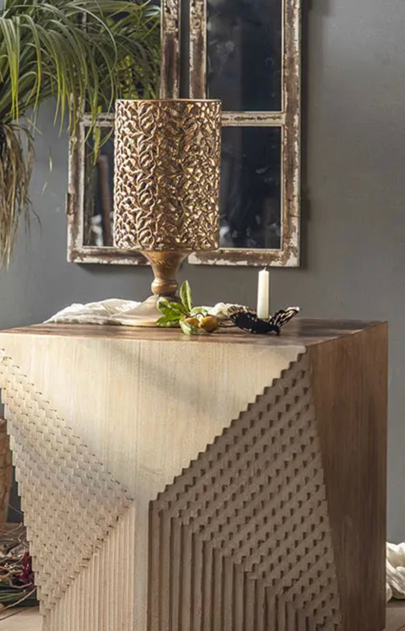 Unique Solid Wood Fir Accent Table - Eco-Friendly Minimalist Tea Table