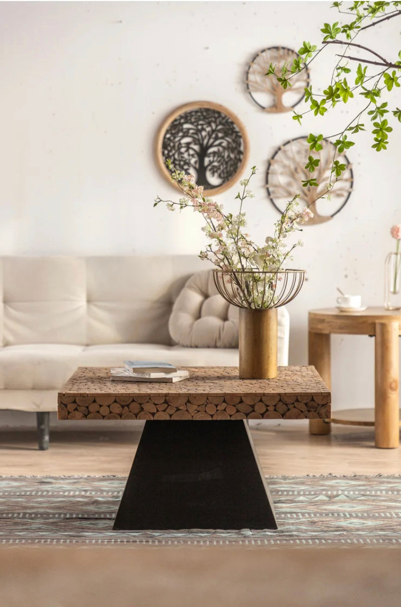 European Style Wood & Metal Luxury Coffee Table - Adjustable Modern Accent Table