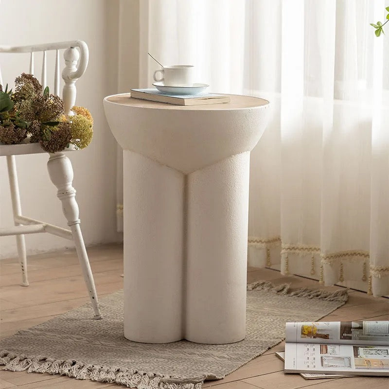 Nordic Modern White Round Tea Table - Adjustable Minimalist Accent Table