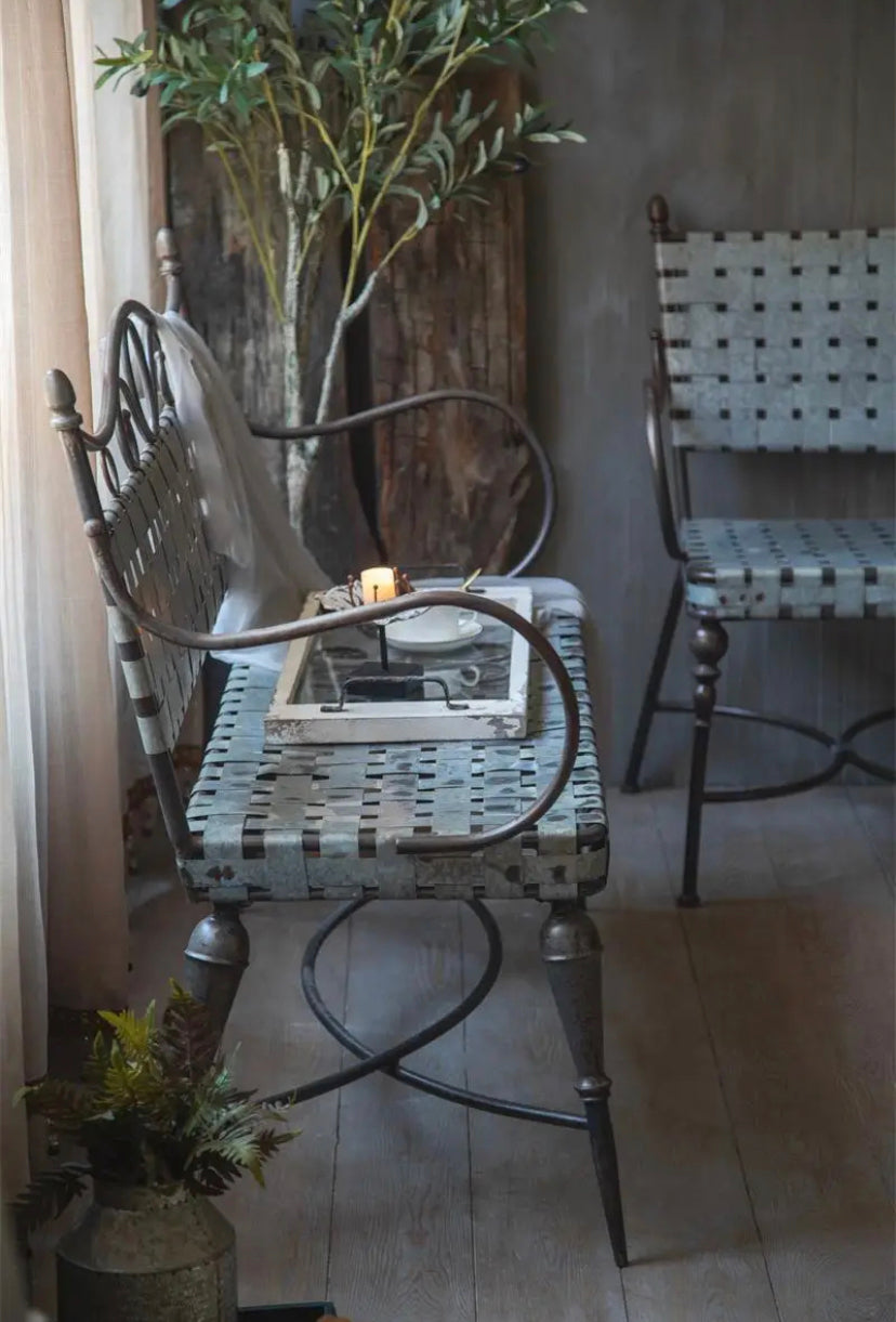 Outdoor Furniture Modern Leisure Balcony Bench White Iron Garden Chairs