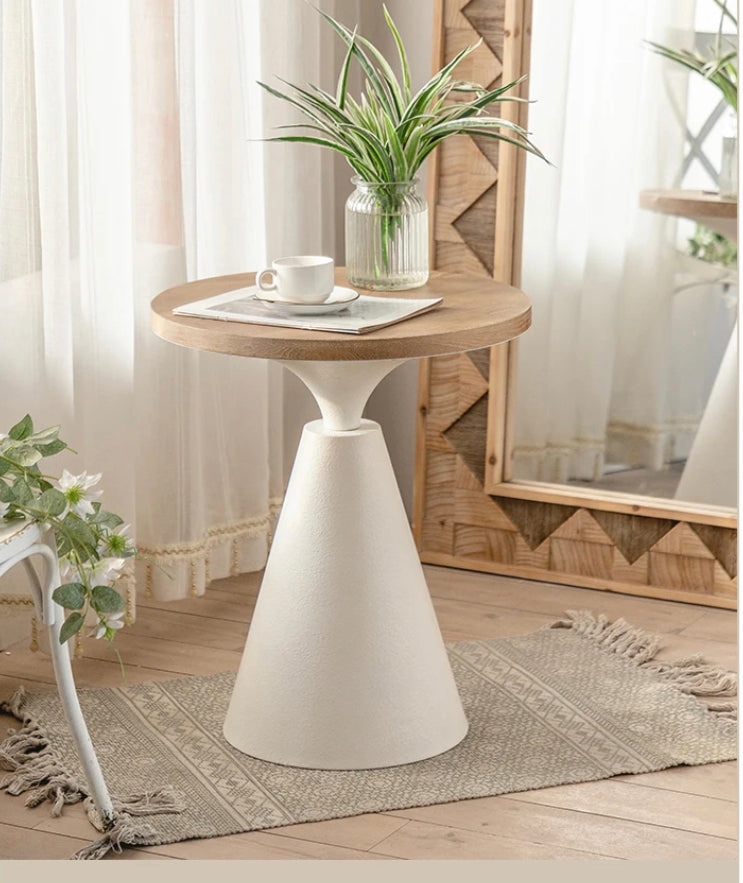 Modern Nordic Wood & Iron Tea Table - Adjustable Retro Accent End Table