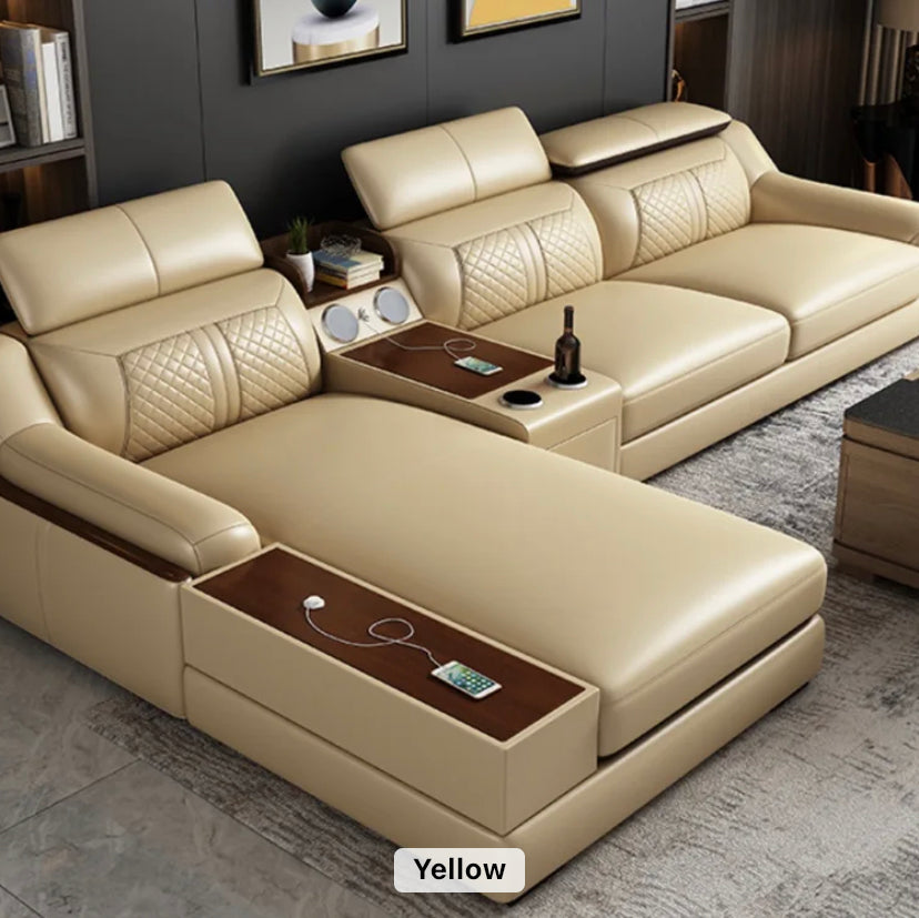 Modular Leather Sofa Comfortable Contemporary Luxury Living Room L Shaped Sofa Set