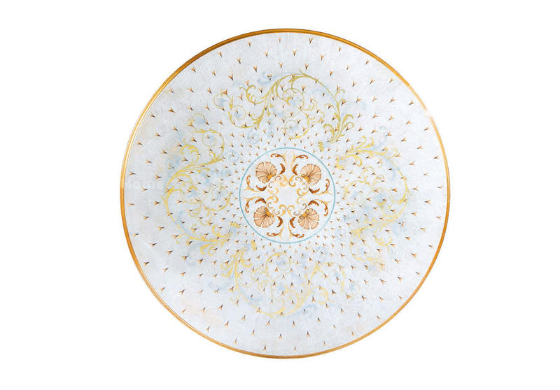 Luxury Baroque 6-Seater Round Dining Table Set - Handcrafted Solid Wood with Gold Leaf