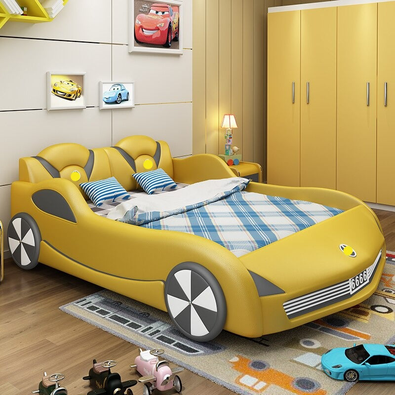 Kids Bed Car Type Multifunctional Leather Bed
