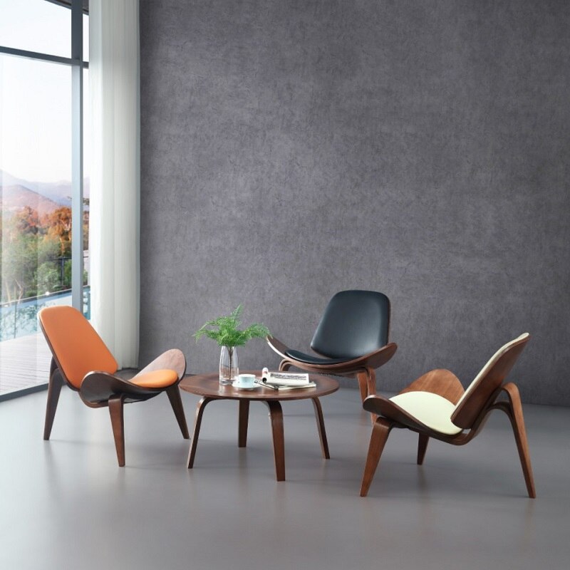 Panton Shell Lounge Chair - Genuine Leather, Wood, Customizable