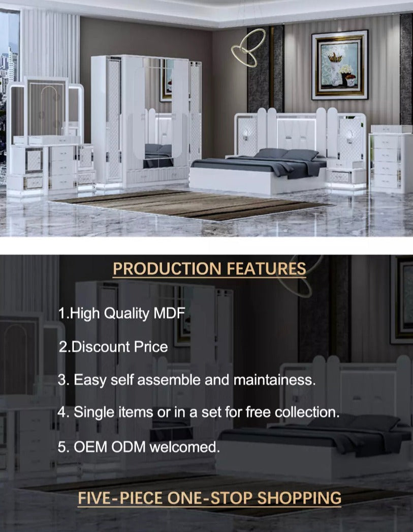 Modern Design Bedroom Furniture Set Luxury Wooden Double Bed Set Betten Sets