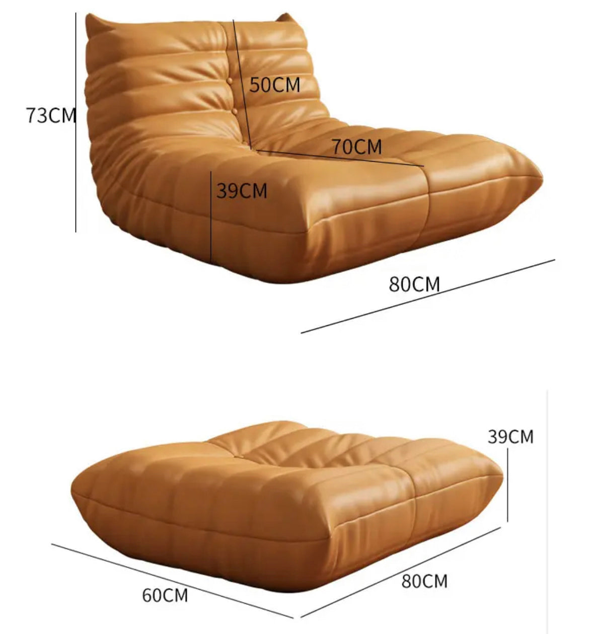 Italian Leather Chaiselongue Chair - Luxury, Customizable