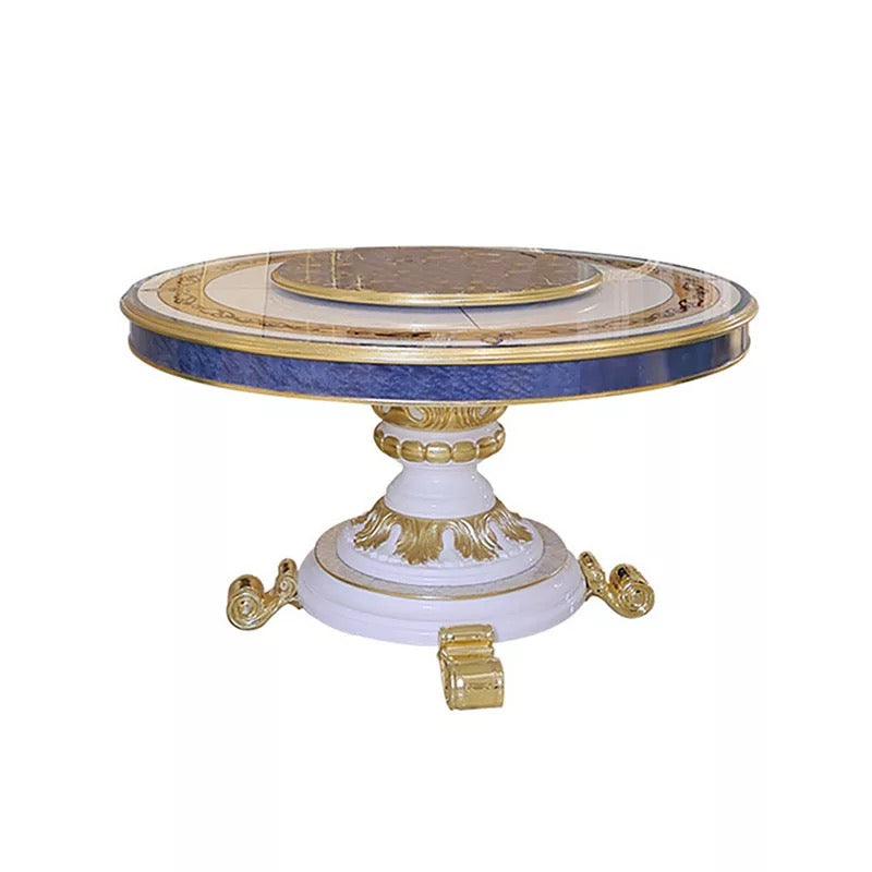 Nordic Luxury Baroque Round Dining Table Set - Antique Gold Finish