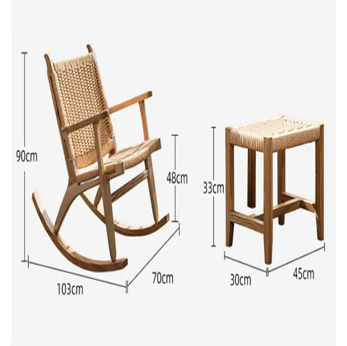 Modern Bamboo Rocking Chair - Rattan, Customizable