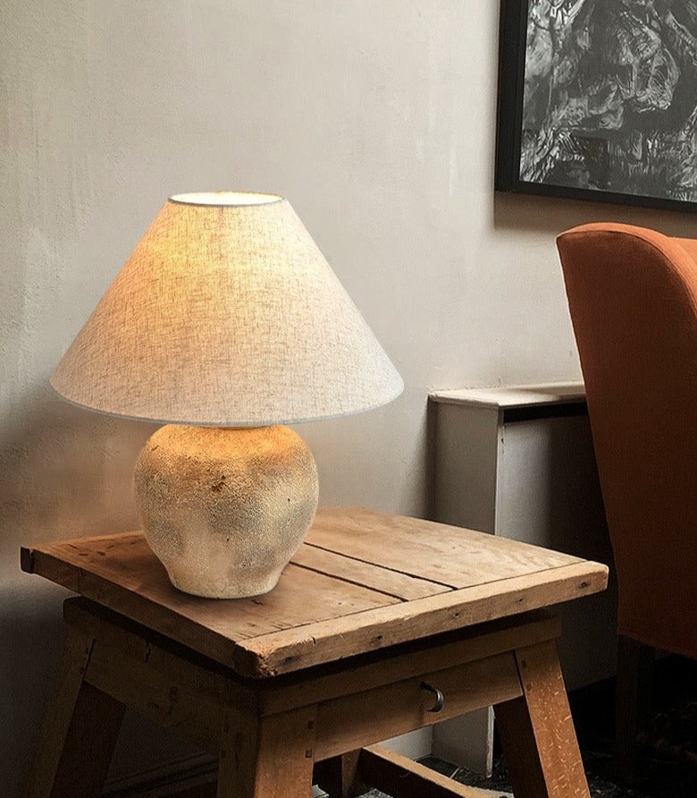 Table Lamp Handmade Clay Pot Retro Table Lights Deco Bedroom Ceramic Table Lamps