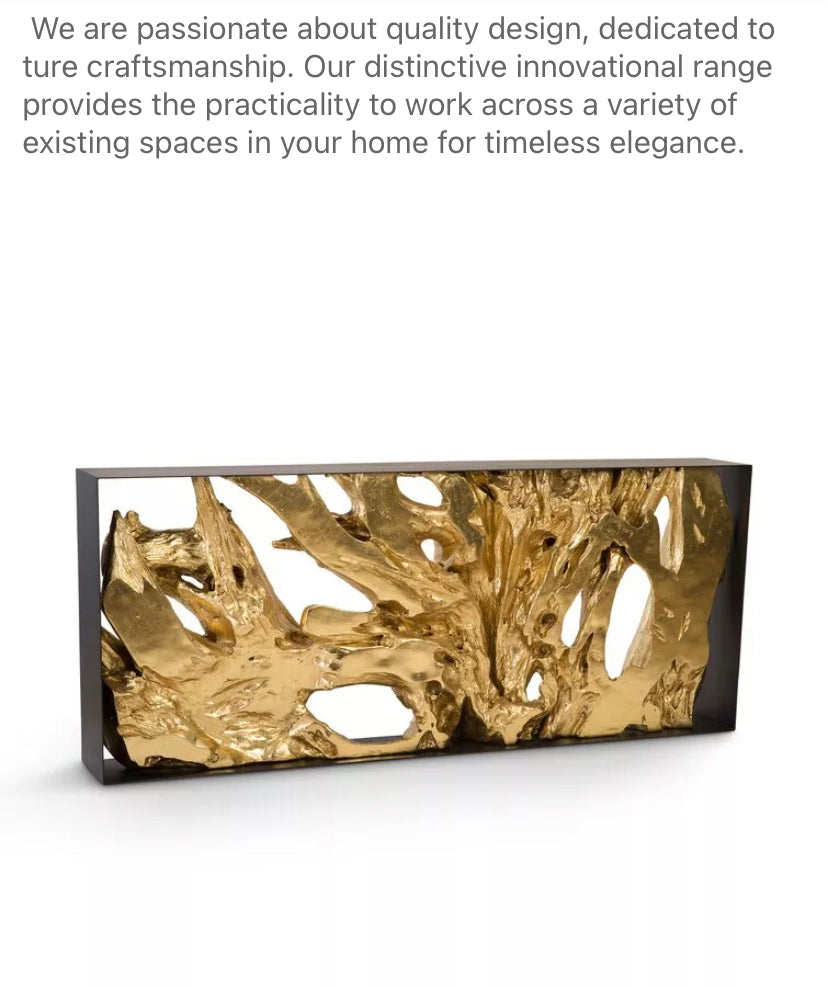 Contemporary Gold & Black Metal Console Table - Luxury Hallway Accent