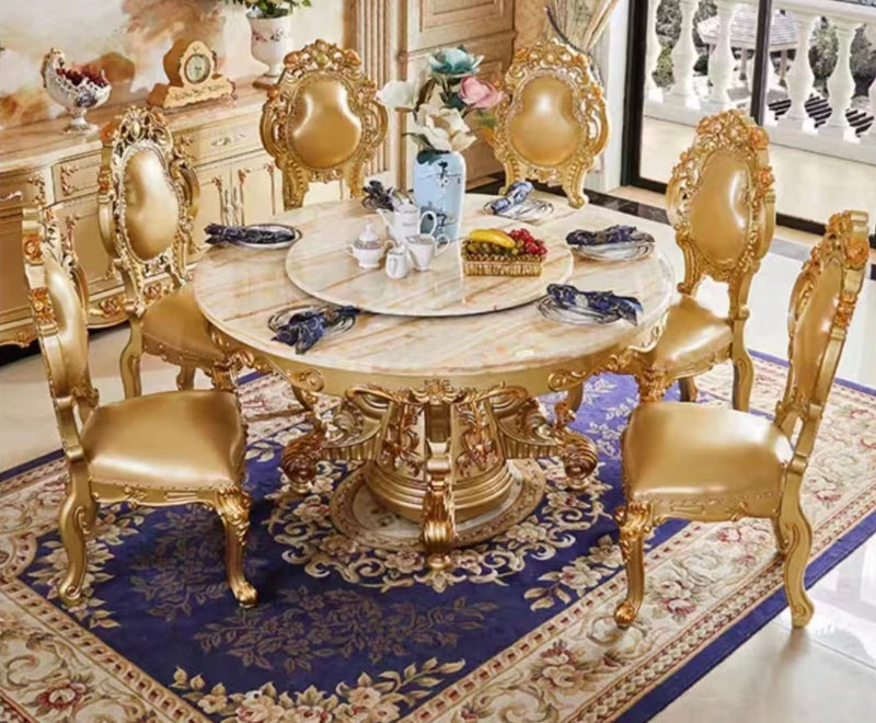 Royal French Baroque Golden Foil Dining Chair - Customizable