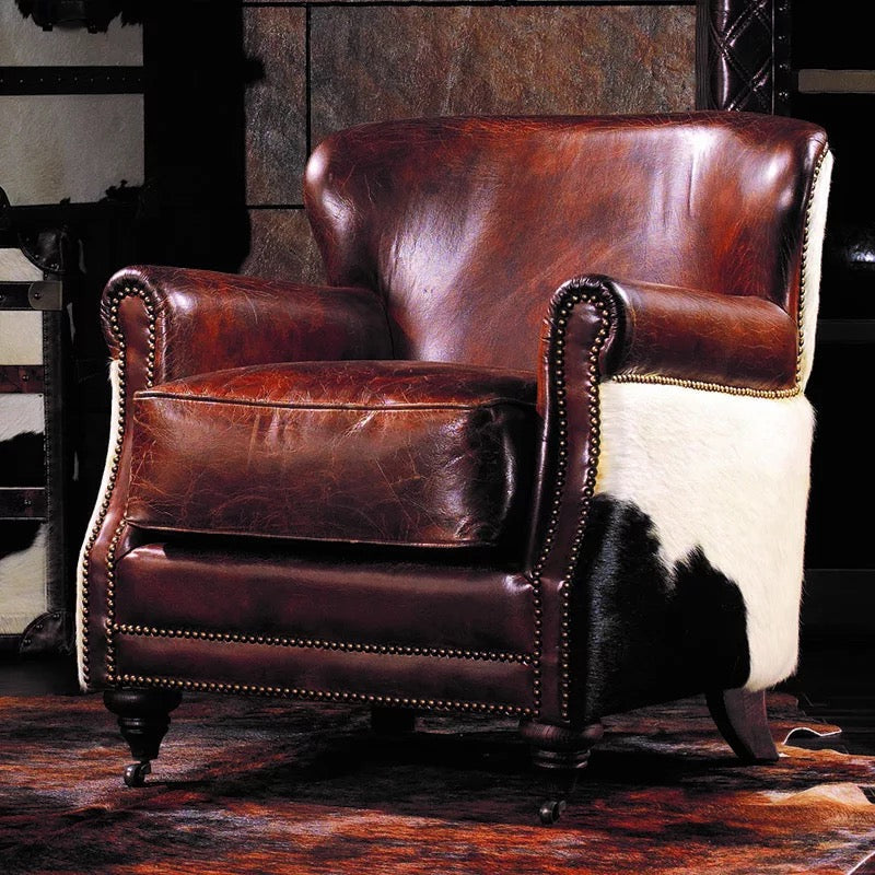Winter's Chair Fauteuils de salon Chesterfield en cuir classique