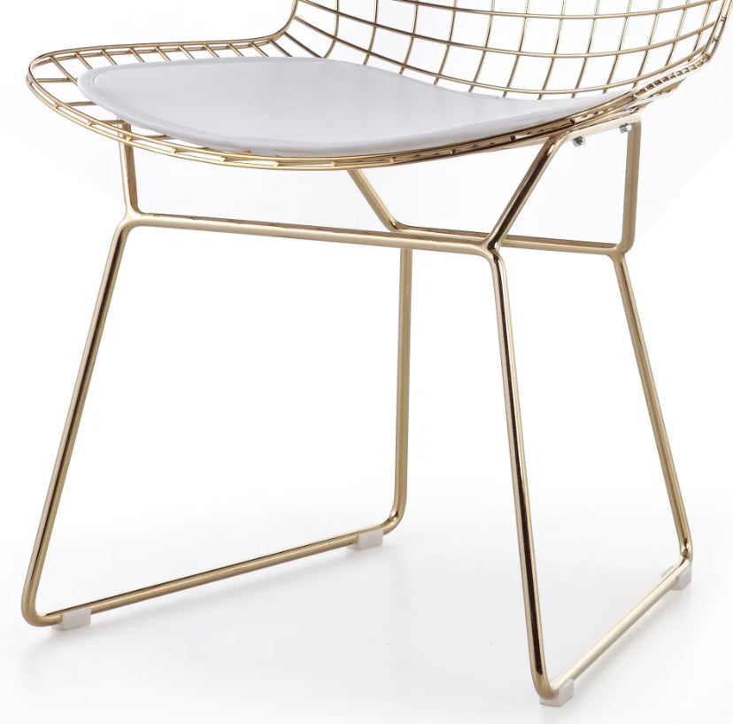 Gold Stainless Steel Dining Chair - PU Leather, Modern