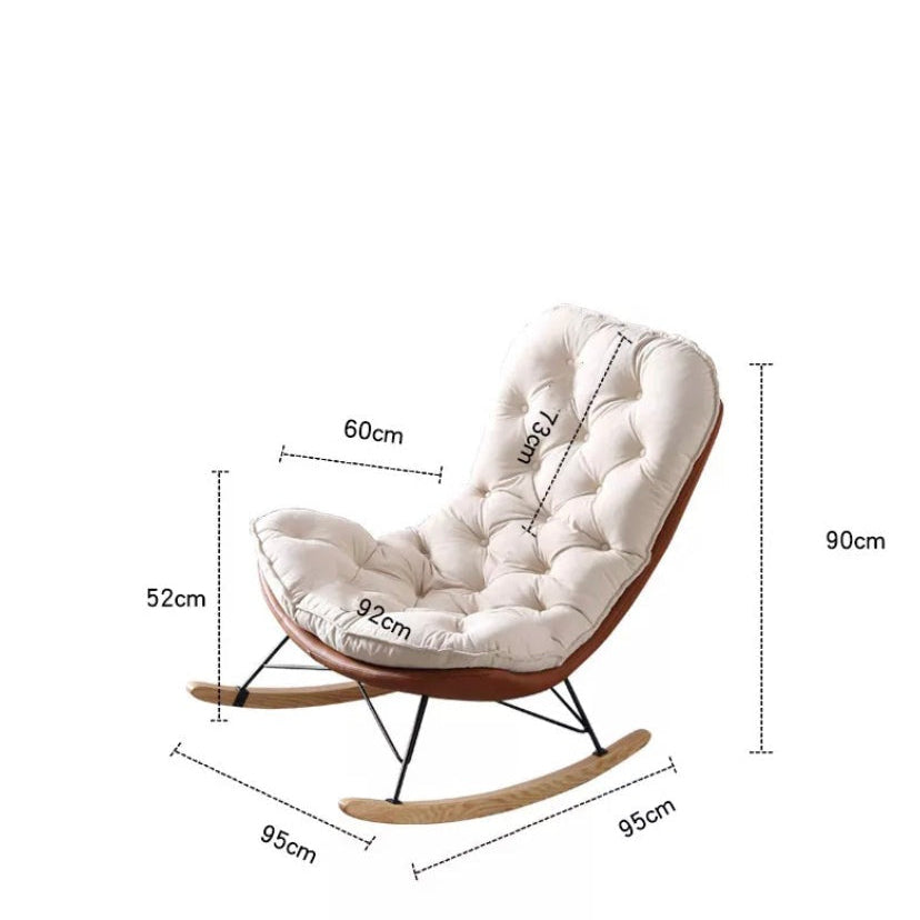 Modern White, Orange, Rocking Chair - Fabric, Customizable