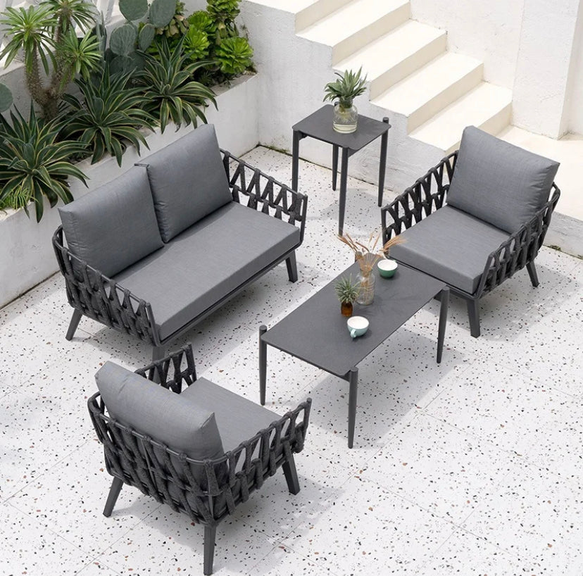 Outdoor Furniture Metal Weaving Rope Aluminum Garden Sofa Sets