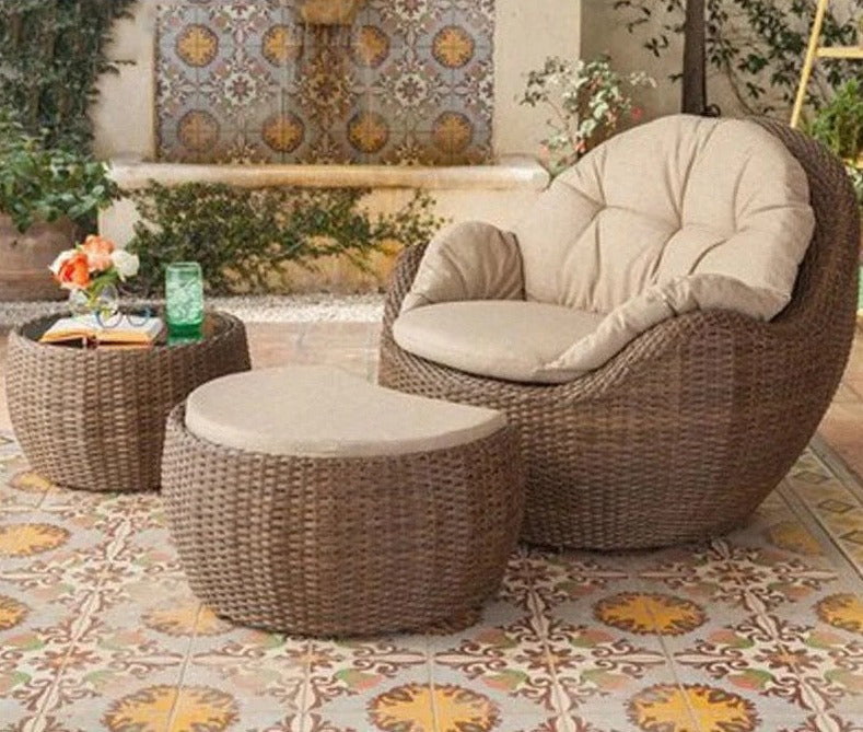 Outdoor Furniture Garden Balcony Patio Lounger Wicker Rattan Furniture Set