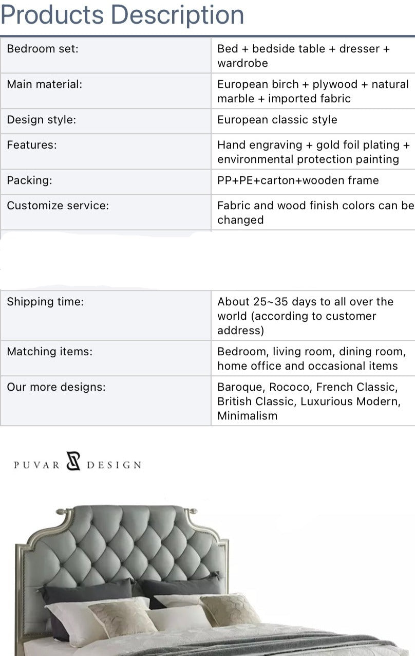 Bedroom Furniture Sets Villa Luxury Furniture King Size Betten Master Bedroom Set Gold European Leather Bed