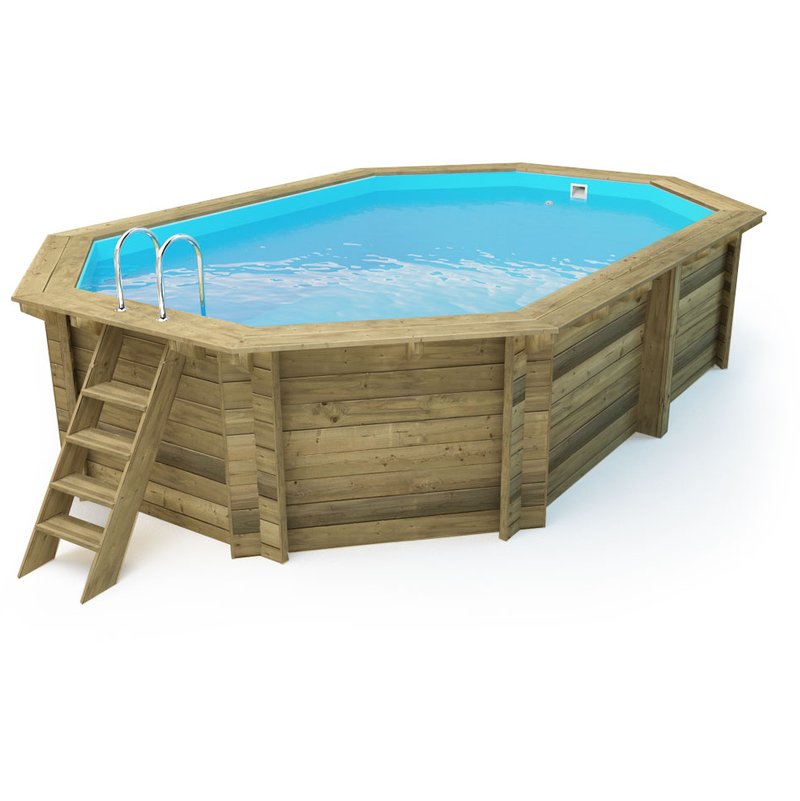 Outdoor Pool Helsinki Wooden Swimming Pool With Structure In Northern Pine 4.86 x 3.36 x 1.20 m