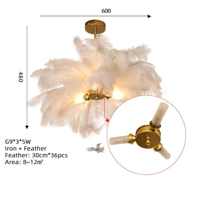 Pendant Light Chandelier Colorful Feathers Ceiling Pendant Lights G9 Bulb Hanging Pendant Lights