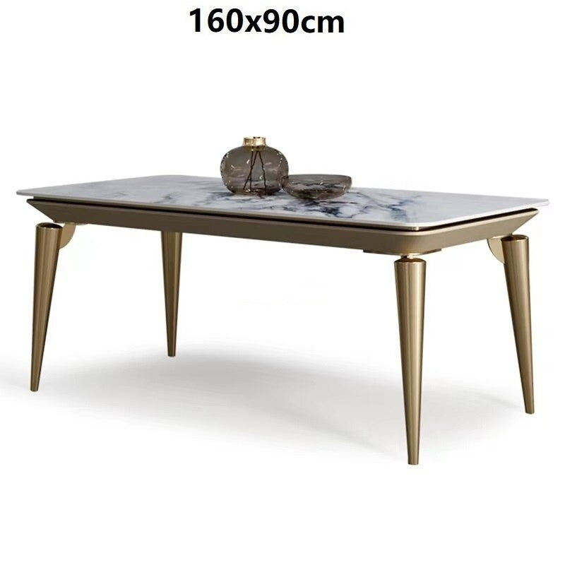 Italian Style Luxury Marble Dining Room Table Stainless Steel Gold Base Esstisch