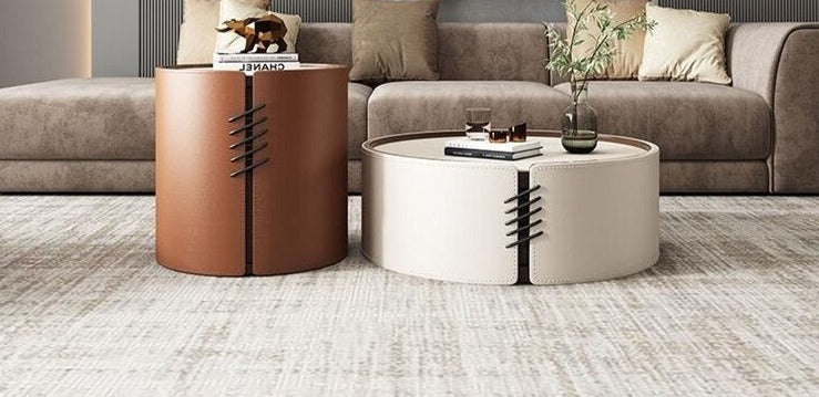 Coffee Table Set Luxury Furniture Rock Round Modern Glass Marble Couchtisch Set