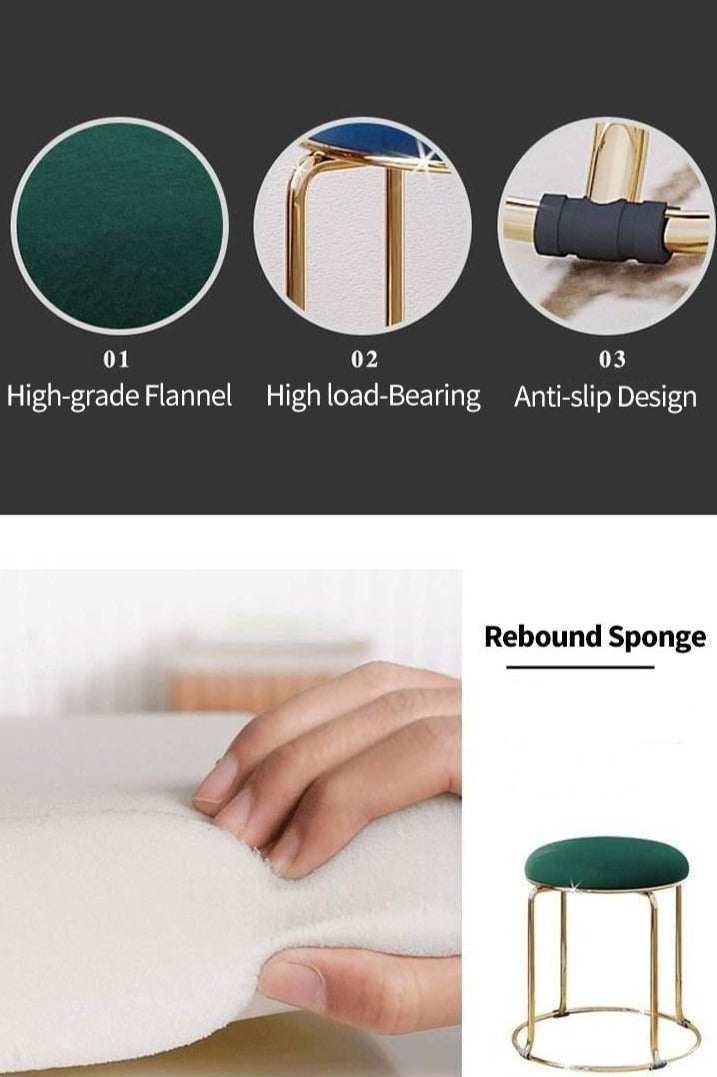 Round Padded Stool Chair - Gold/Silver Ottoman, Customizable