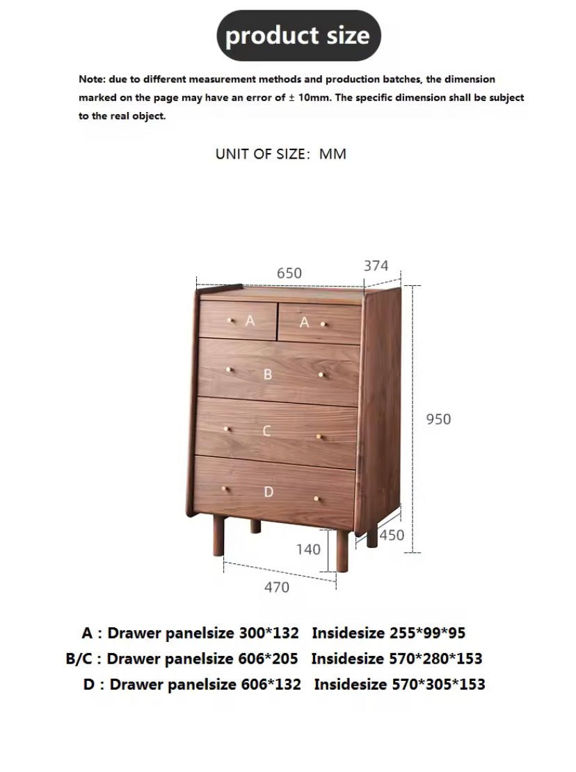 Nordic American Design Solid Black Walnut Wood Cabinet Large Bedroom Chest of Drawers Bedroom Furniture Set