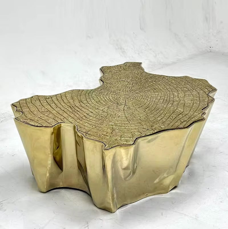 Indoor Lounge Area Tables Golden Tree Stump Side Tables Irregular Contemporary Design Tea Coffee Table