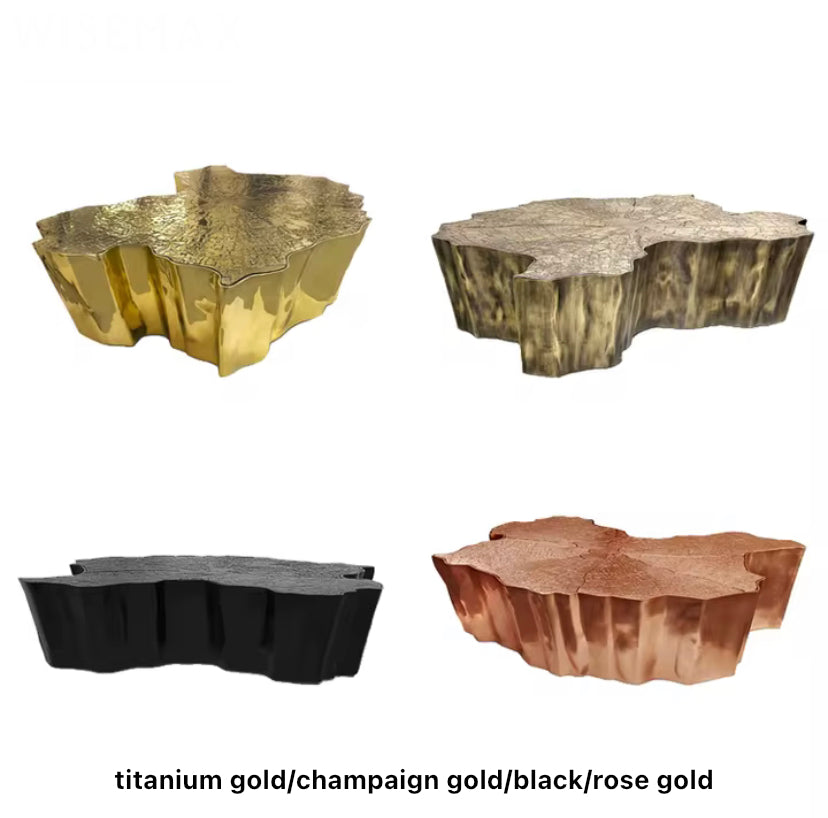 Golden Tree Stump Modern Irregular Design Center Sofa Table Tea Coffee Table Sets