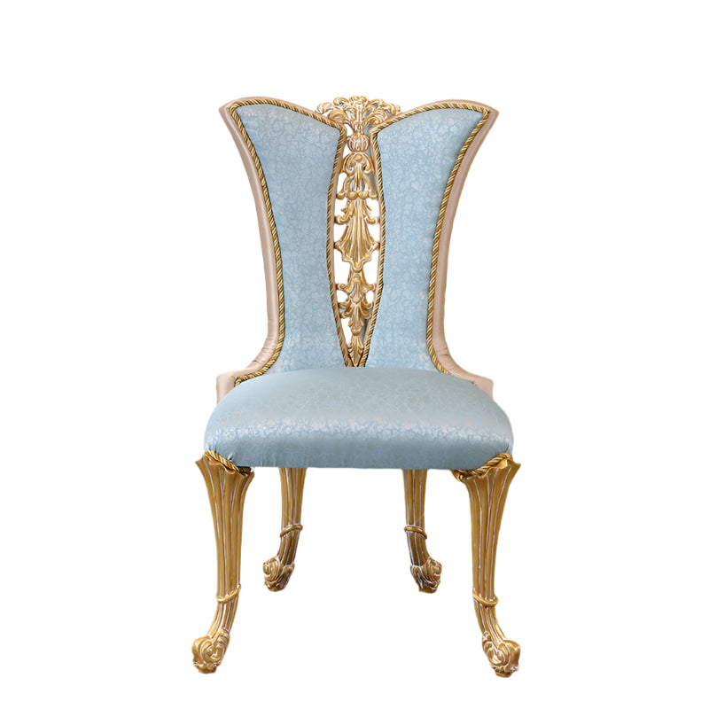 Luxury Baroque 6-Seater Round Dining Table Set - Handcrafted Solid Wood with Gold Leaf