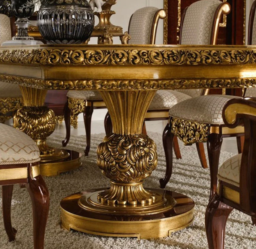 Baroque Design Luxury Dining Table French Antique Dining Room Furniture Set