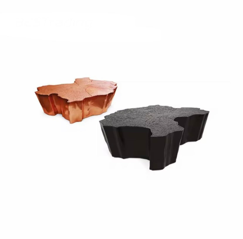 Tree Stump Side Tables - Irregular Gold Stainless Steel Coffee Table Set