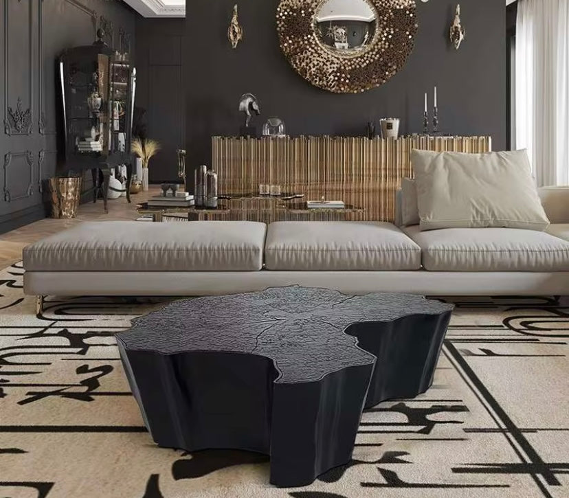 Tree Stump Side Tables - Irregular Gold Stainless Steel Coffee Table Set