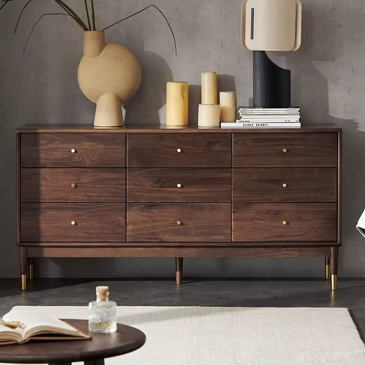 Nordic American Design Solid Black Walnut Wood Cabinet Large Bedroom Chest of Drawers Bedroom Furniture Set