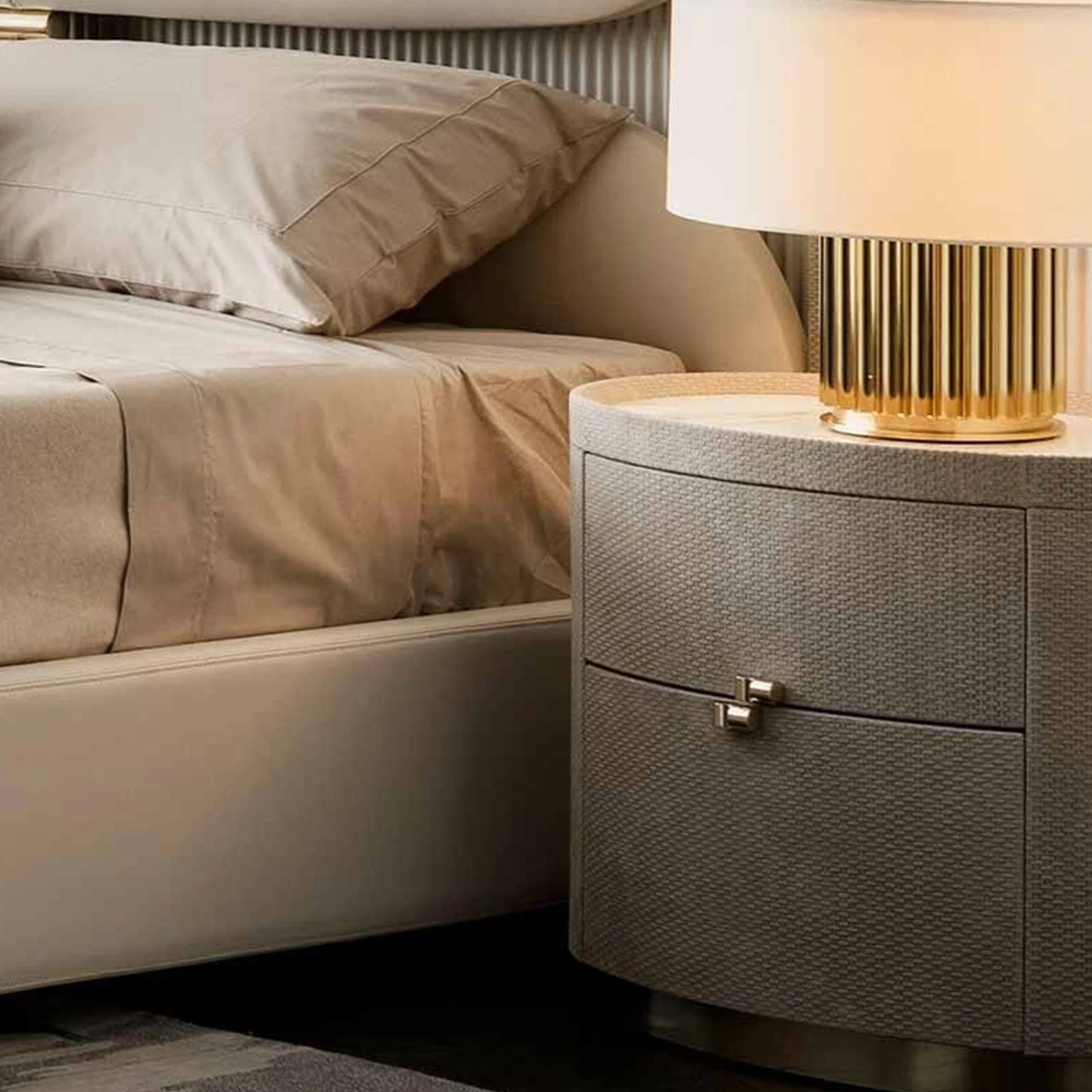 Italian Design Luxury Bedside Table Modern Custom Nightstand Handmade Solid Wooden Cabinets