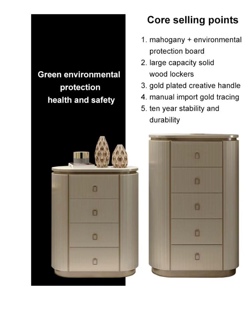 Solid Wood Chest of Drawers Italian Modern Custom Luxury Design Chest Bedroom Furniture Cabinet Set