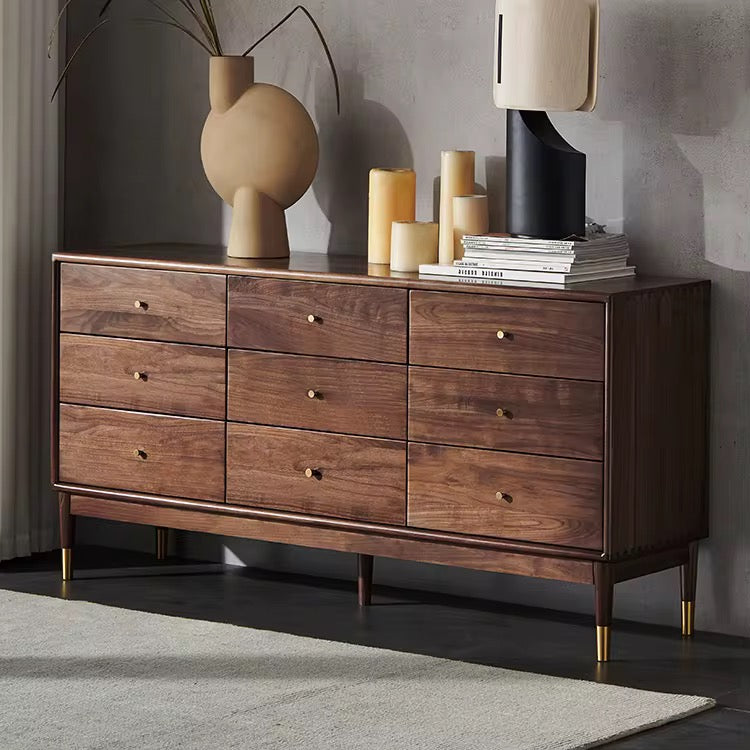 Nordic American Design Solid Black Walnut Wood Cabinet Large Bedroom Chest of Drawers Bedroom Furniture Set