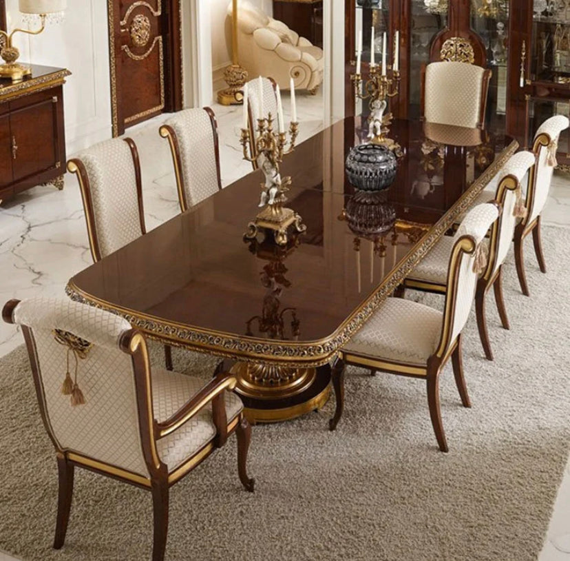 French Style Hand Made Dining Room Furniture Set Luxury Baroque Design Dining Table Set