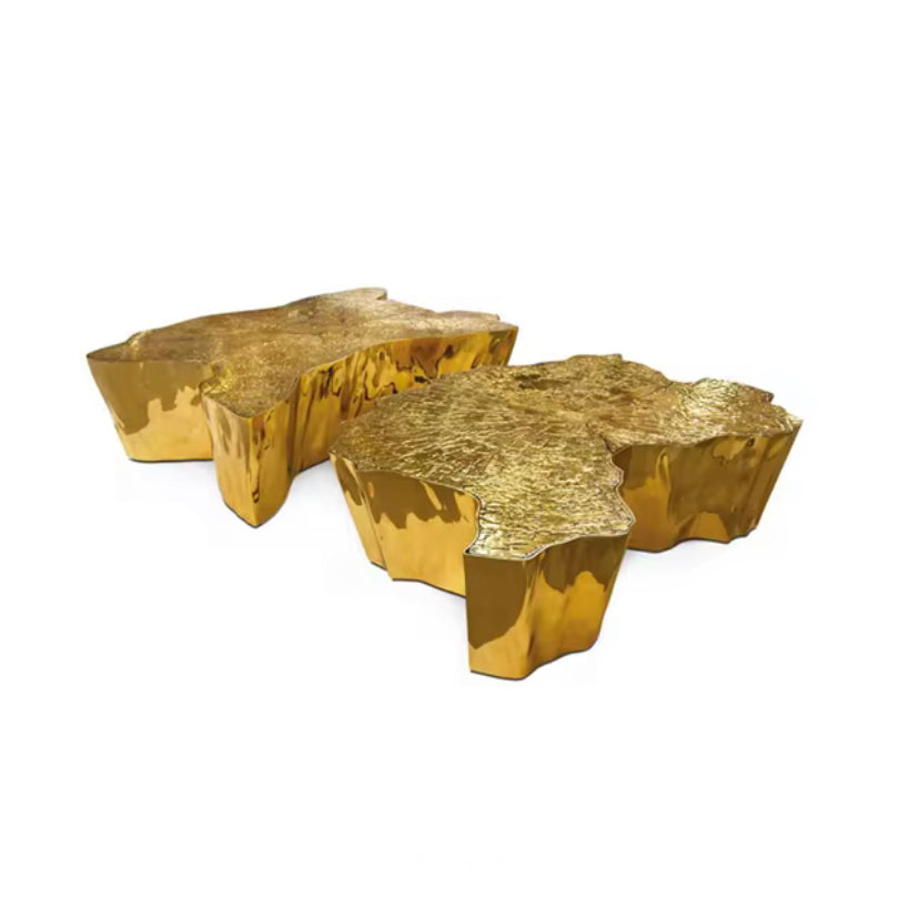 Golden Tree Stump Modern Irregular Design Center Sofa Table Tea Coffee Table Sets